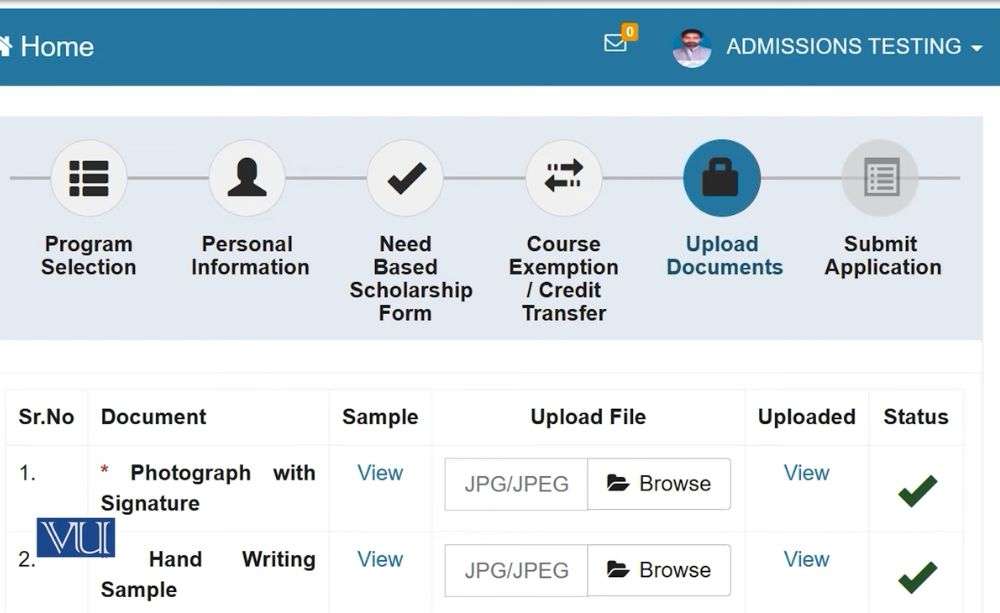 Step 7: Document Upload Section